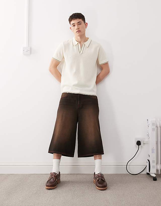 Asos COLLUSION Knitted Polo In Beige