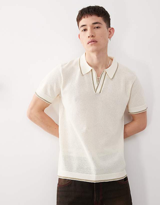 asos COLLUSION Knitted polo in beige