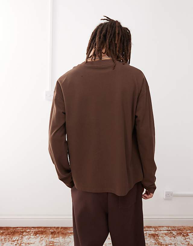 Asos COLLUSION Long Sleeve T-shirt In Brown
