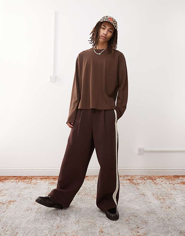 asos COLLUSION long sleeve t-shirt in brown