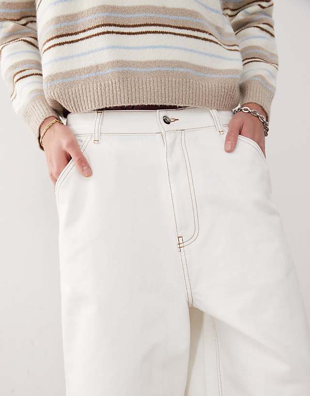 Asos COLLUSION Low Rise Baggy Jort In Ecru