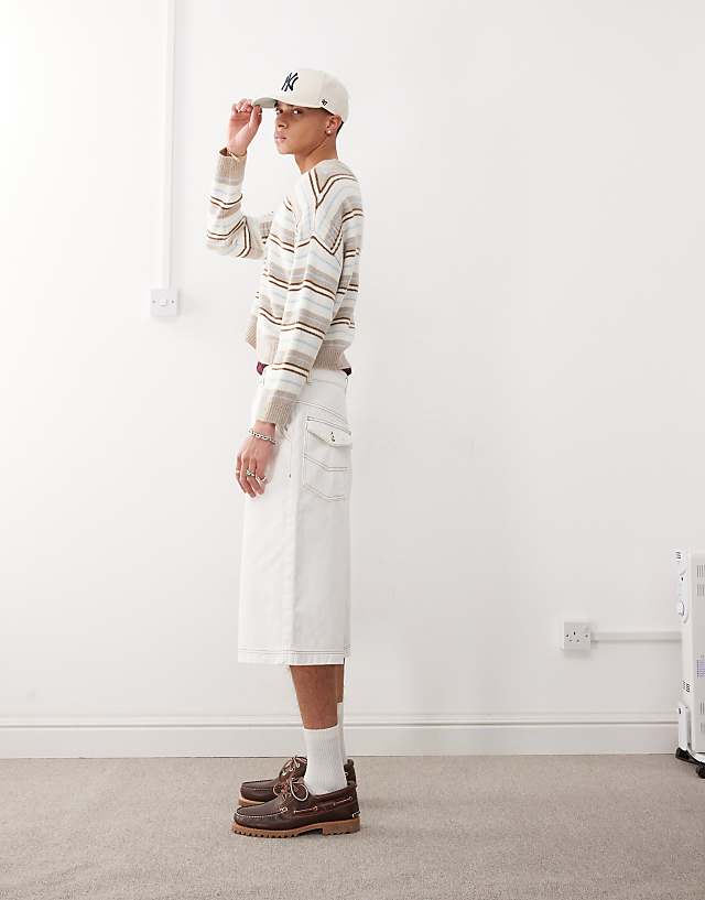 Asos COLLUSION Low Rise Baggy Jort In Ecru