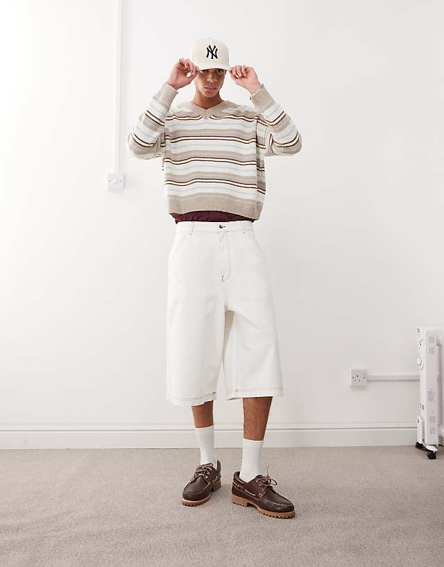 asos COLLUSION low rise baggy jort in ecru