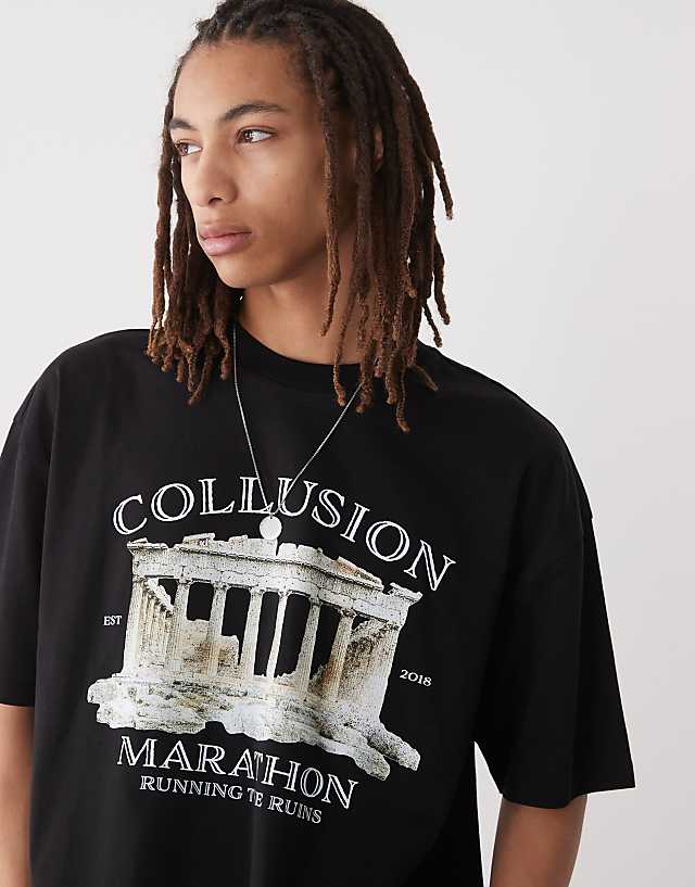 Asos COLLUSION Printed Graphic Skater Fit T-shirt