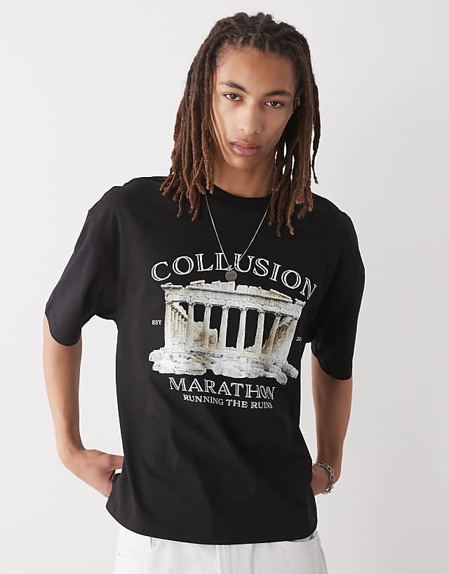 Asos COLLUSION Printed Graphic Skater Fit T-shirt