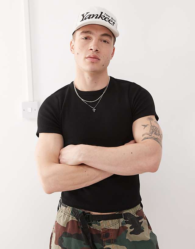 asos COLLUSION Ribbed t-shirt in black