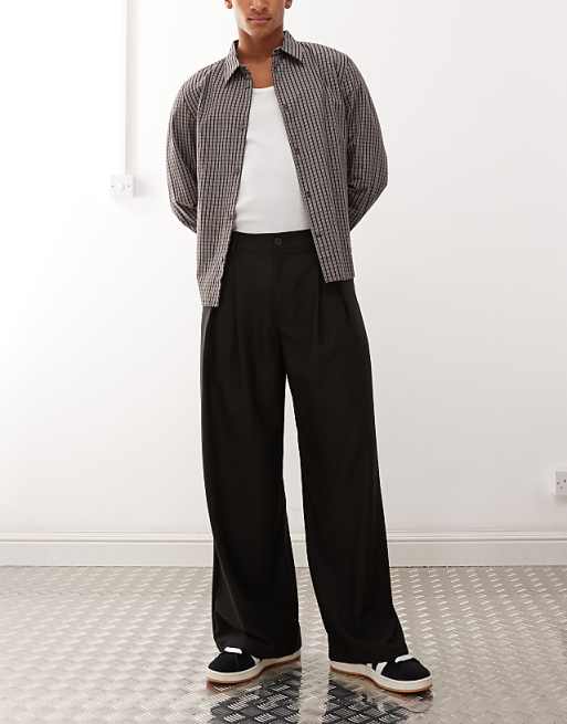 Asos COLLUSION Smart Wide Leg Trouser In Black