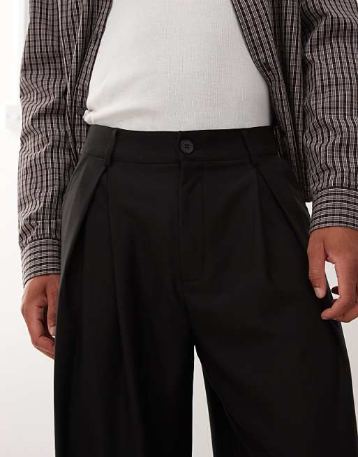 Asos COLLUSION Smart Wide Leg Trouser In Black