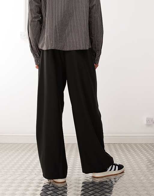 Asos COLLUSION Smart Wide Leg Trouser In Black