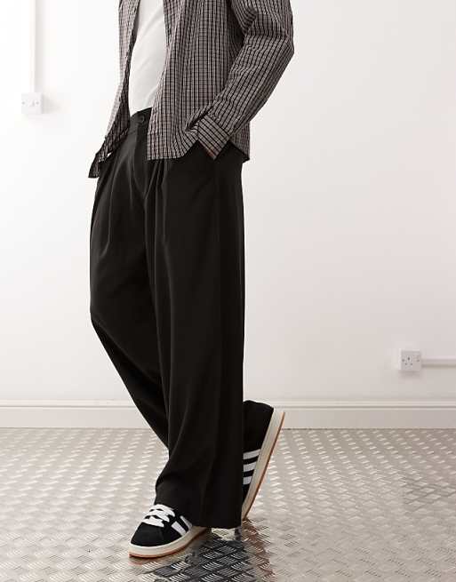 asos COLLUSION smart wide leg trouser in black