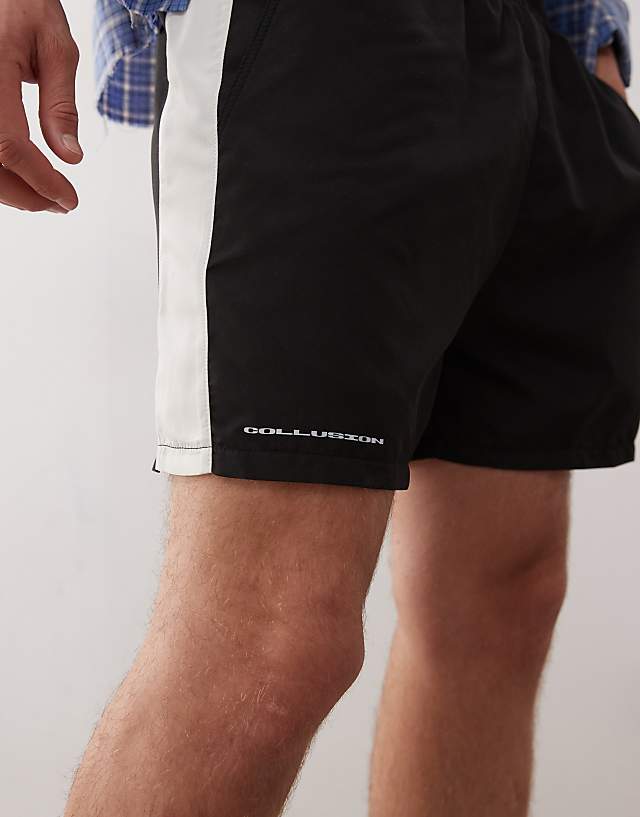 Asos COLLUSION Sports Running Shorts In Black