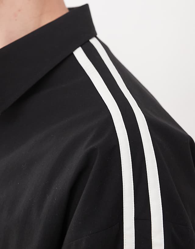 Asos COLLUSION Stripe Shoulder SL Shirt In Black
