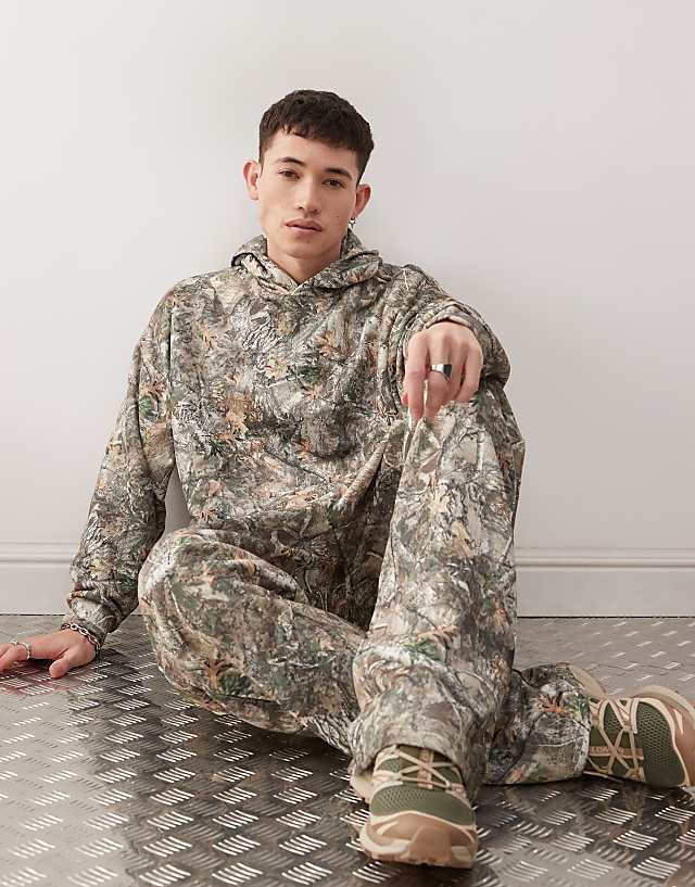 asos COLLUSION tree camo hoodie co-ord