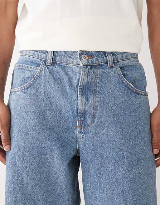 Asos COLLUSION Turn-up Baggy Jean In Mid Wash