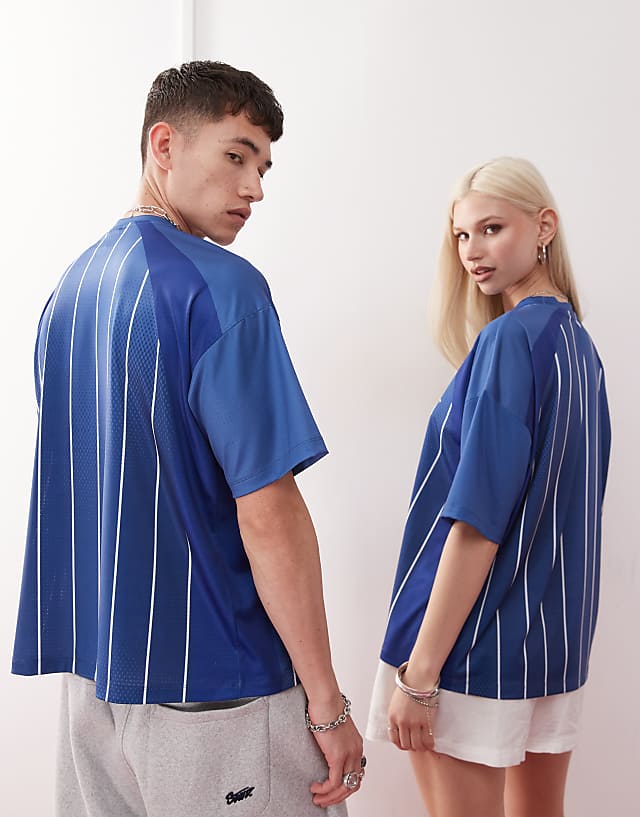 Asos COLLUSION Unisex Football Top In Blue
