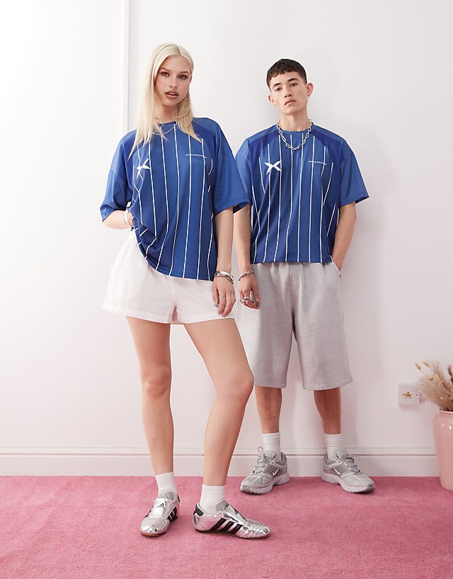 asos COLLUSION Unisex football top in blue