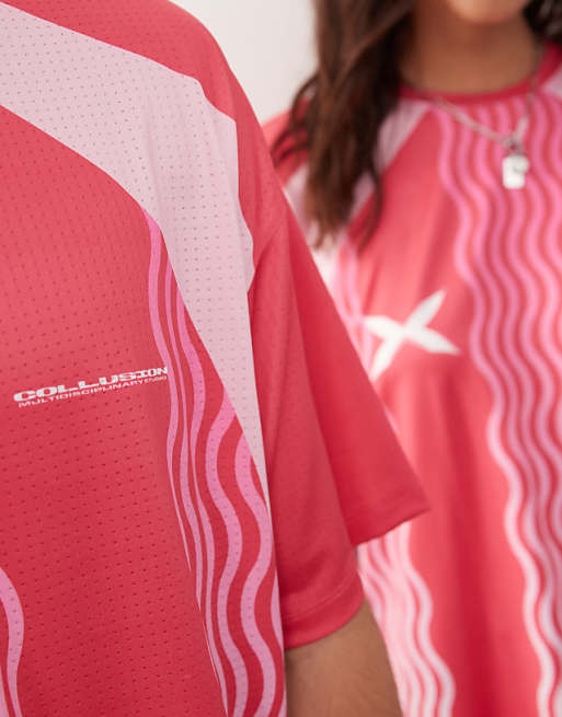 Asos COLLUSION Unisex Football Top In Pink
