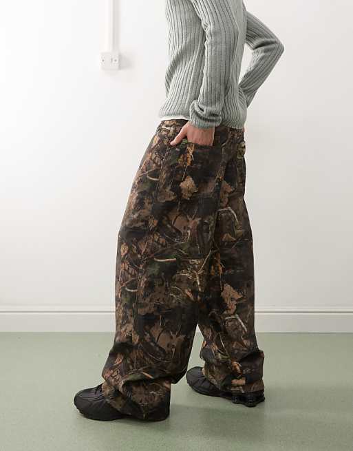 Asos COLLUSION X002 Baggy Jeans In Tree Camo Print