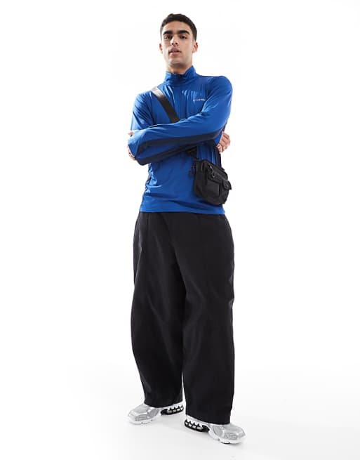 Asos Columbia Three Pitch Half Zip Fleece In Blue
