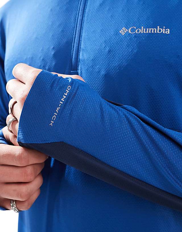 Asos Columbia Three Pitch Half Zip Fleece In Blue