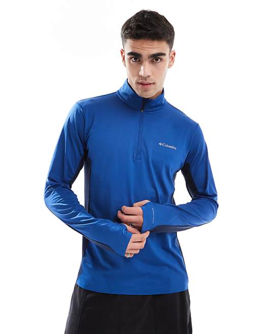 asos Columbia Three Pitch half zip fleece in blue