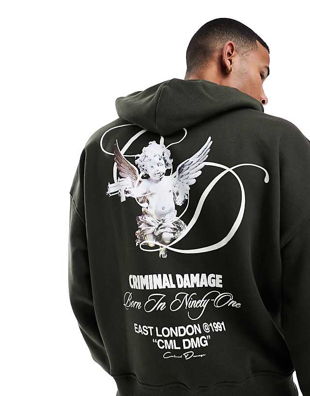 asos Criminal Damage Cherub hoodie green in green