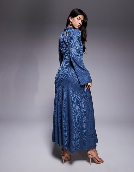 Asos Daska High Neck Maxi Dress In Denim