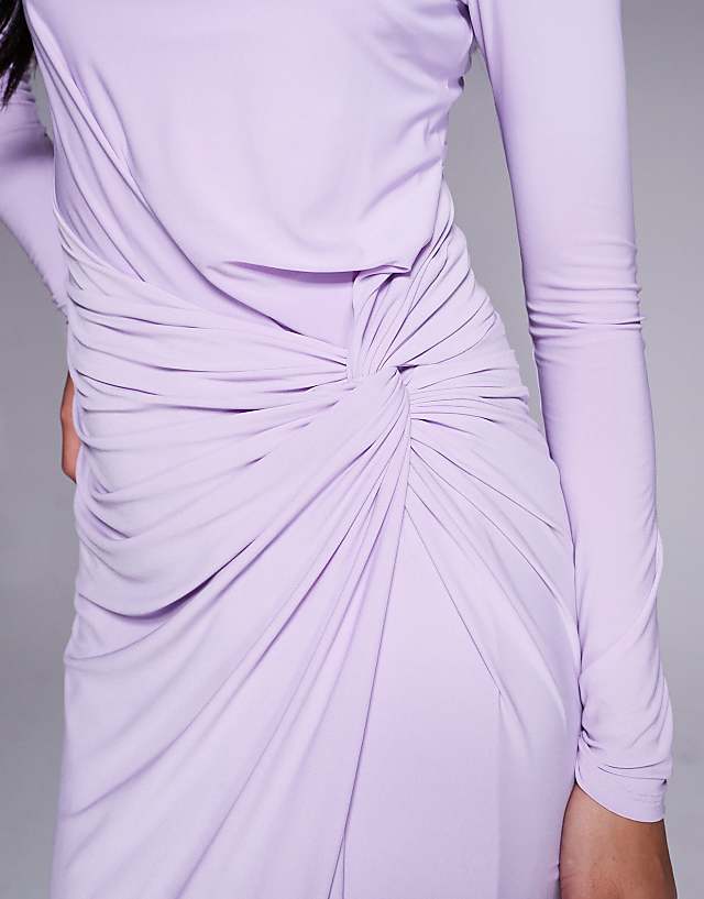 Asos Daska Twist Front Dress In Lilac