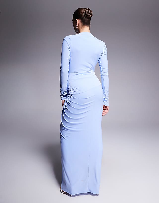 Asos Daska Twist Front Dress In Soft Blue