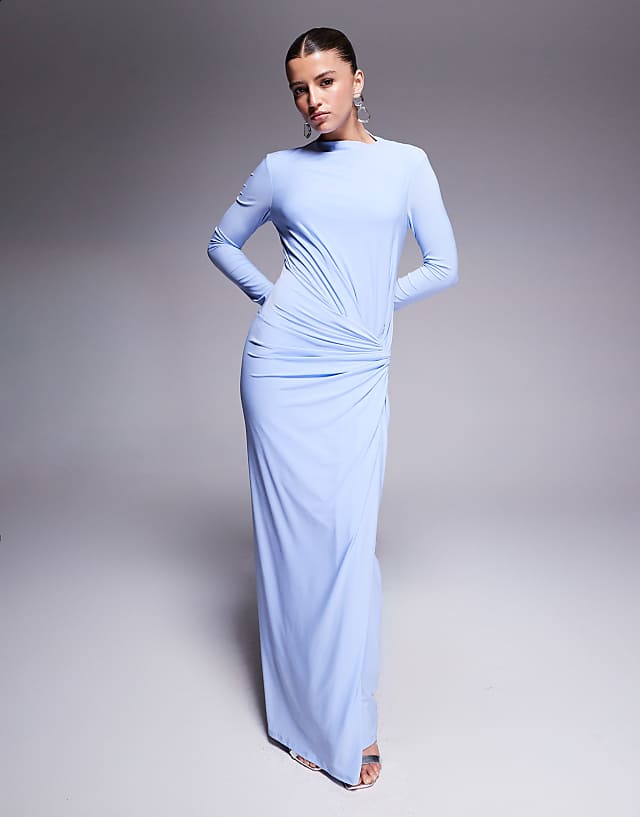 asos Daska twist front dress in soft blue