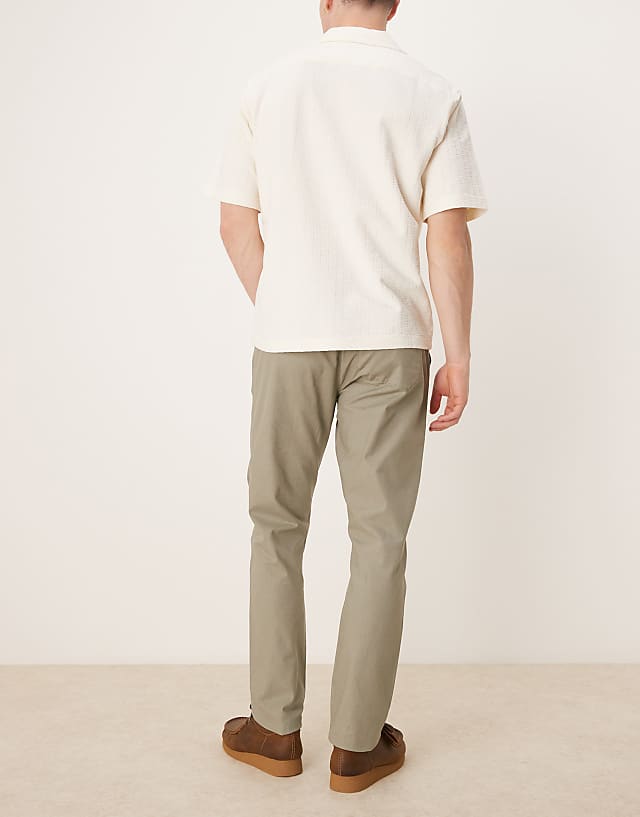 Asos ASOS DEISGN Linen Rich Slim Trouser With Elasticated Waist In Khaki