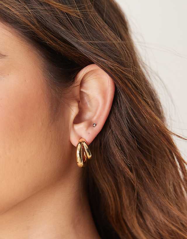 asos ASOS DESIGN 14k gold plated multirow hoop earrings