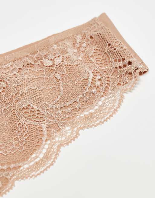 Asos ASOS DESIGN 3 Pack No Vpl And Lace Thong In Beige
