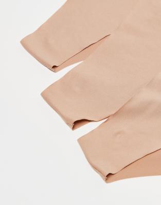 Asos ASOS DESIGN 3 Pack No Vpl Brazilian Brief In Beige