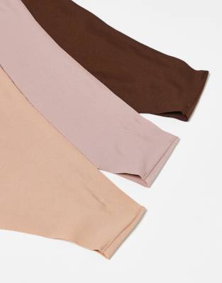Asos ASOS DESIGN 3 Pack No Vpl Brazilian Brief In Neutrals