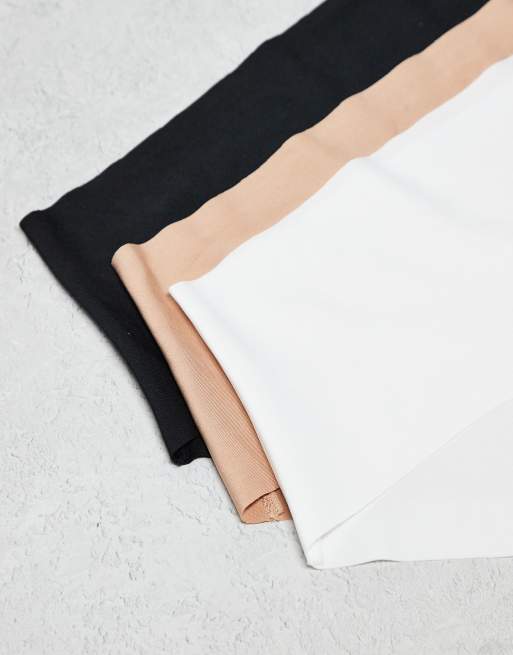 Asos ASOS DESIGN 3 Pack No Vpl Hipster Short In Black White & Beige