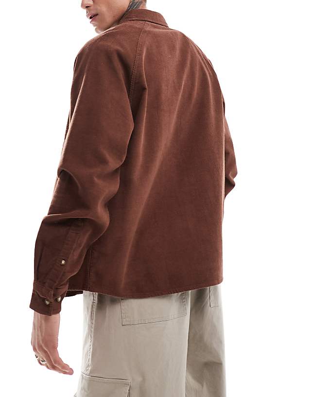 Asos ASOS DESIGN 90's Oversized Cord Shirt In Brown