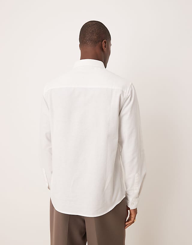 Asos ASOS DESIGN 90s Oversized Linen Blend Shirt In White