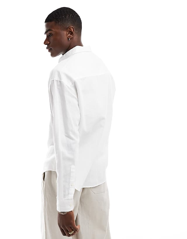 Asos ASOS DESIGN 90s Oversized Linen Blend Shirt In White