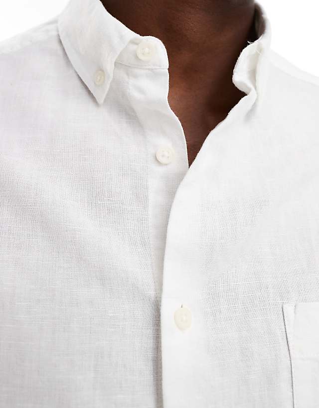 Asos ASOS DESIGN 90s Oversized Linen Blend Shirt In White