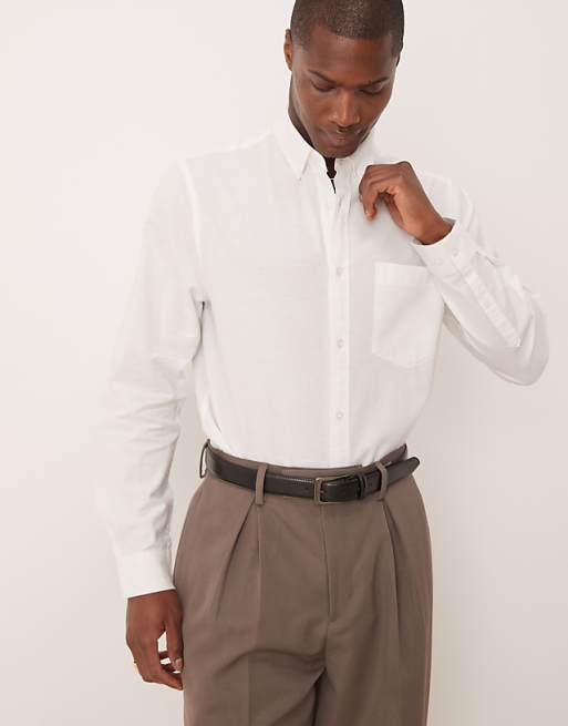 asos ASOS DESIGN 90s oversized linen blend shirt in white