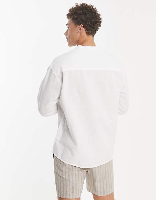 Asos ASOS DESIGN 90s Oversized Linen Shirt In White