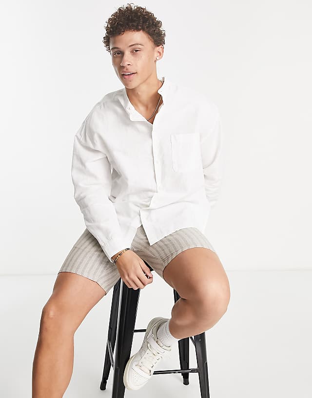 Asos ASOS DESIGN 90s Oversized Linen Shirt In White