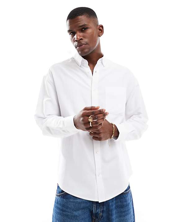 asos ASOS DESIGN 90s oversized oxford shirt in white