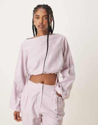 Asos ASOS DESIGN ASOS DESIGN Tailored Top And Trousers Co-ord With Pearl Detail In Lilac
