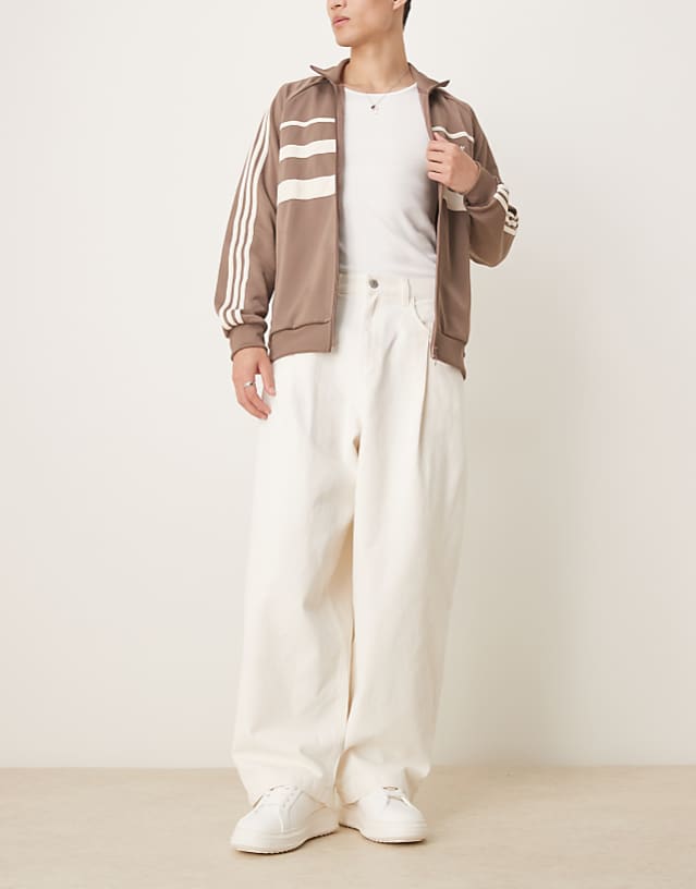 asos ASOS DESIGN baggy balloon jeans with pocket pleats in ecru