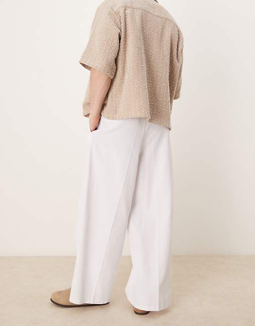 Asos ASOS DESIGN Baggy Balloon Trousers With Pleats In White