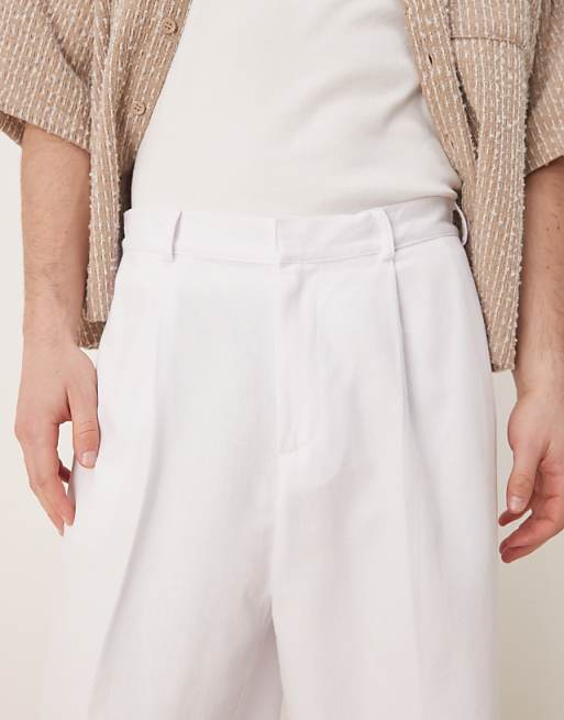 Asos ASOS DESIGN Baggy Balloon Trousers With Pleats In White