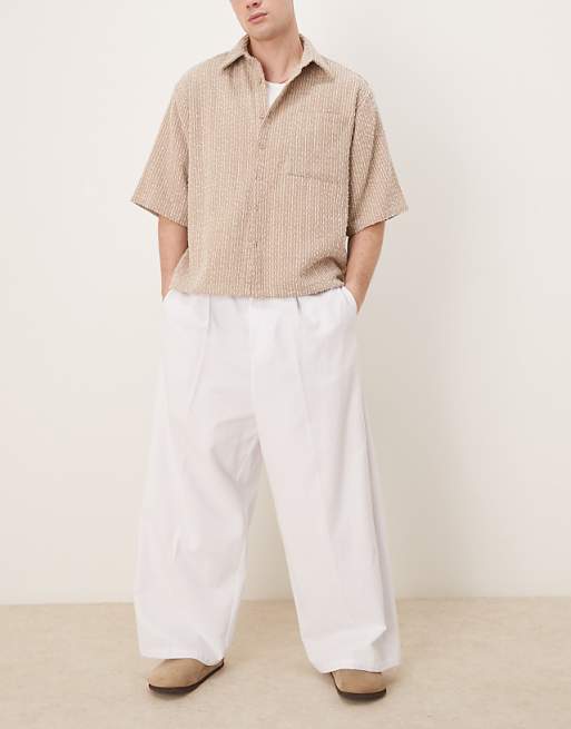 asos ASOS DESIGN baggy balloon trousers with pleats in white
