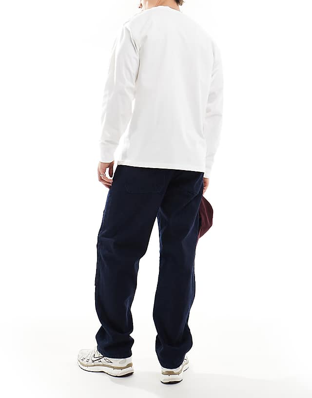 Asos ASOS DESIGN Baggy Carpenter Jean With Front Pocket Detail In Dark Wash Blue